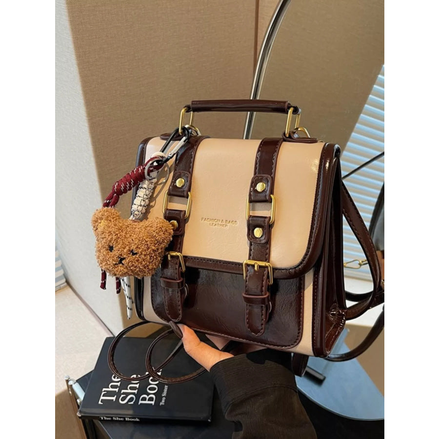 Buckle Flap Backpack Bag Caramel / One Size Apparel and Accessories