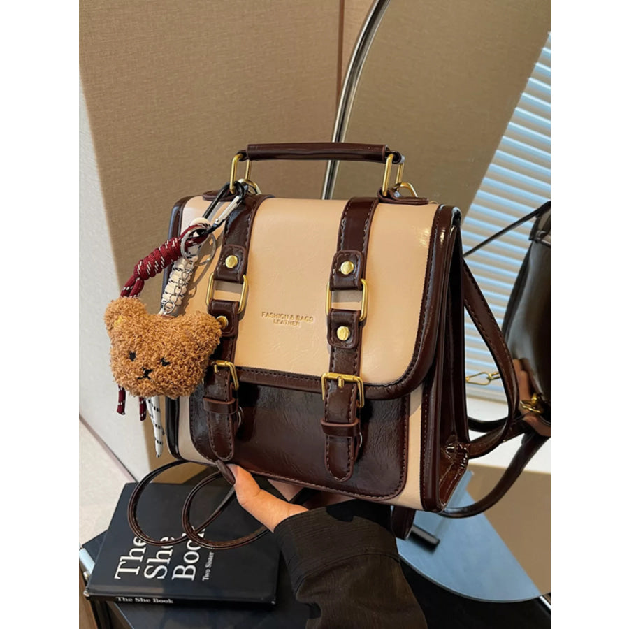 Buckle Flap Backpack Bag Caramel / One Size Apparel and Accessories
