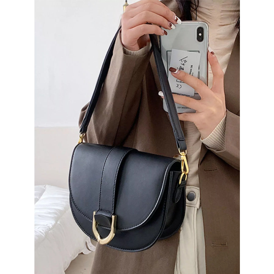 Buckle Flap Crossbody Bag Black / One Size Apparel and Accessories