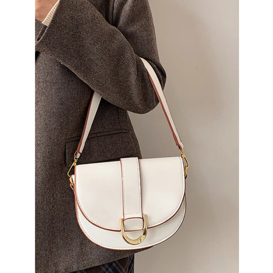Buckle Flap Crossbody Bag White / One Size Apparel and Accessories