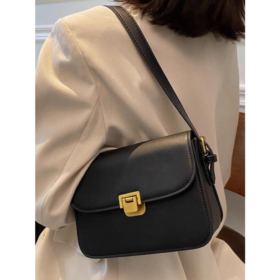 Buckle Flap Shoulder Bag Black / One Size Apparel and Accessories