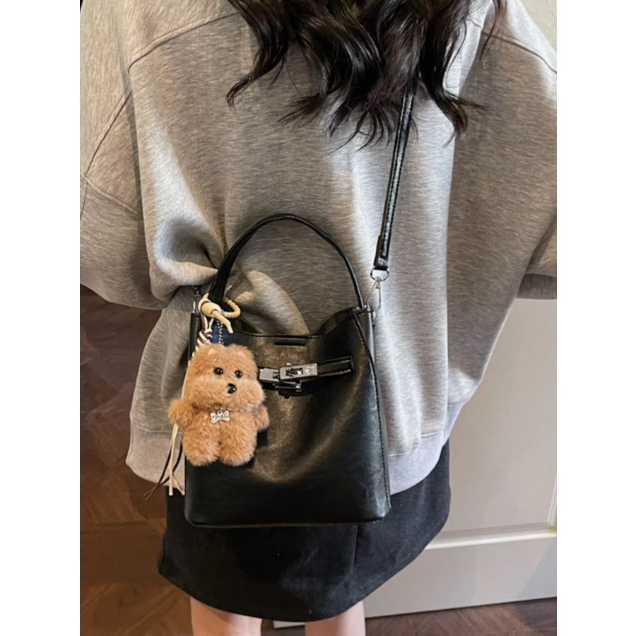 Buckle Leather Crossbody Bag Black / One Size Apparel and Accessories