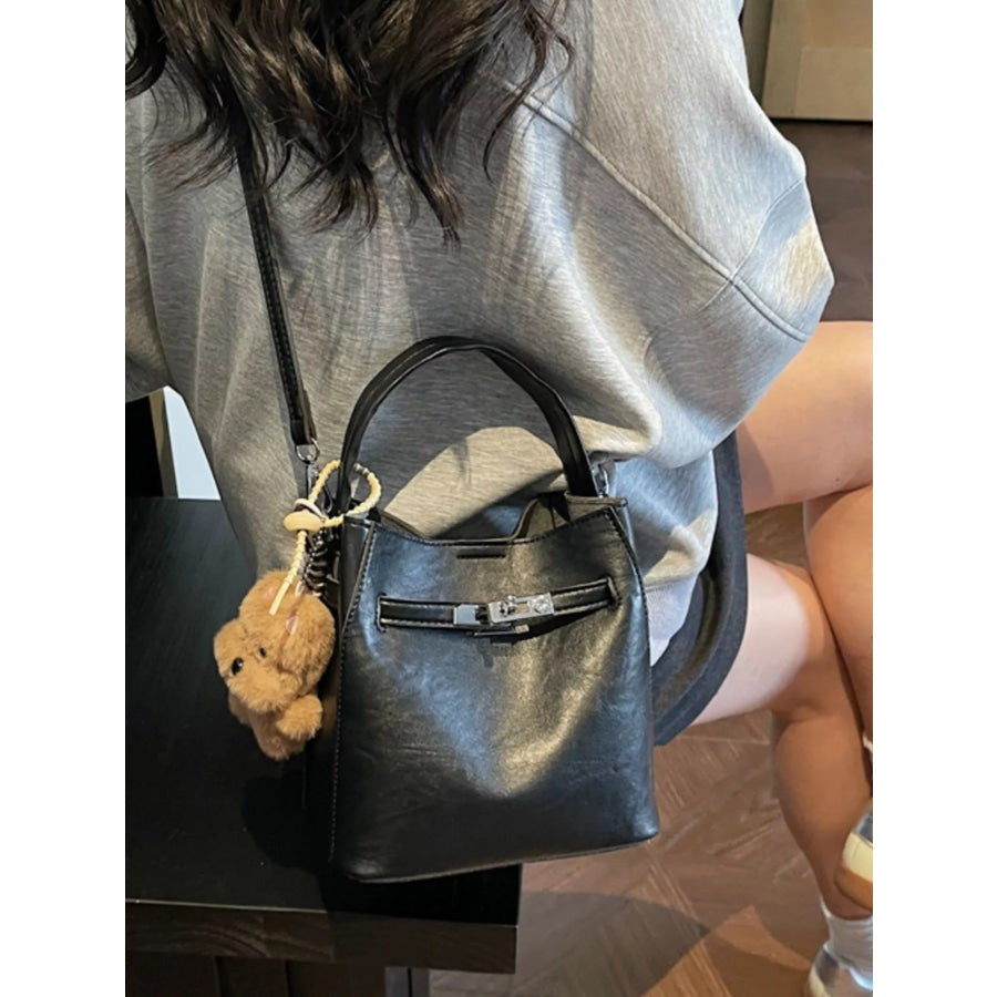Buckle Leather Crossbody Bag Black / One Size Apparel and Accessories