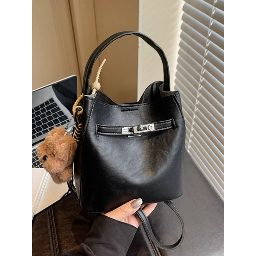Buckle Leather Crossbody Bag Black / One Size Apparel and Accessories