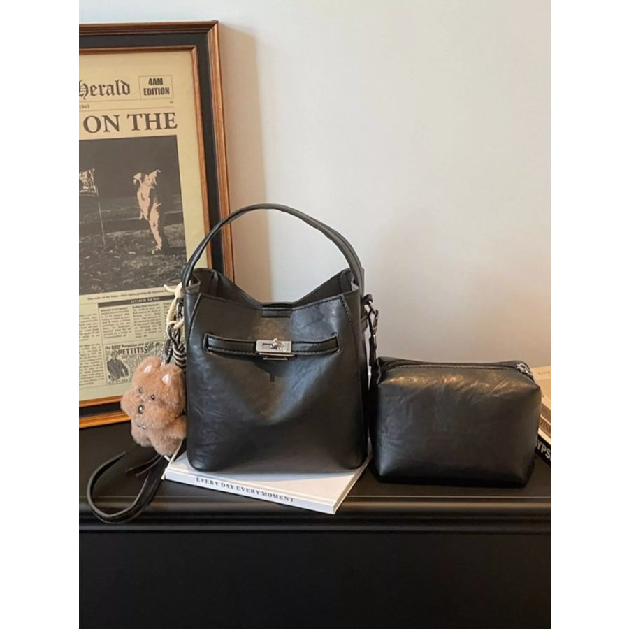 Buckle Leather Crossbody Bag Black / One Size Apparel and Accessories