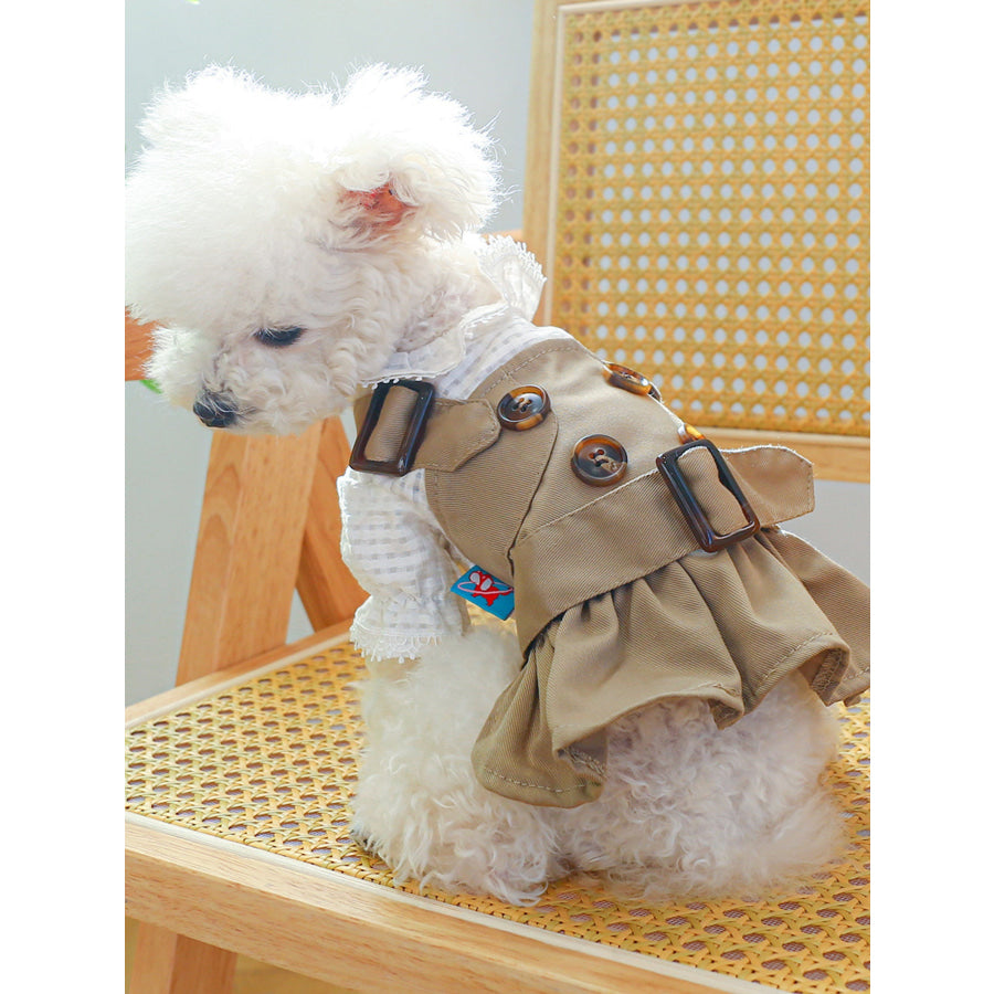 Buckle Pet Trench Coat Khaki Button Dress / XS Apparel and Accessories