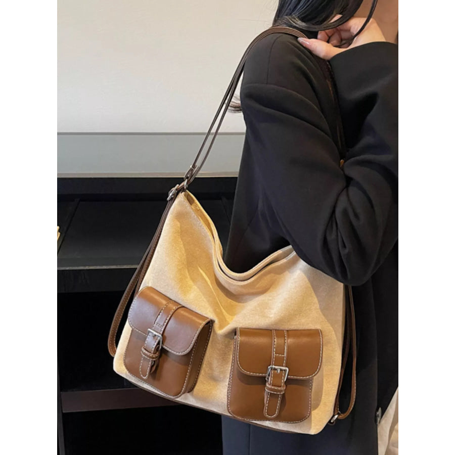Buckle Pocket Shoulder Handbag Apparel and Accessories
