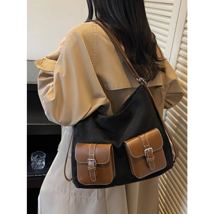 Buckle Pocket Shoulder Handbag Apparel and Accessories