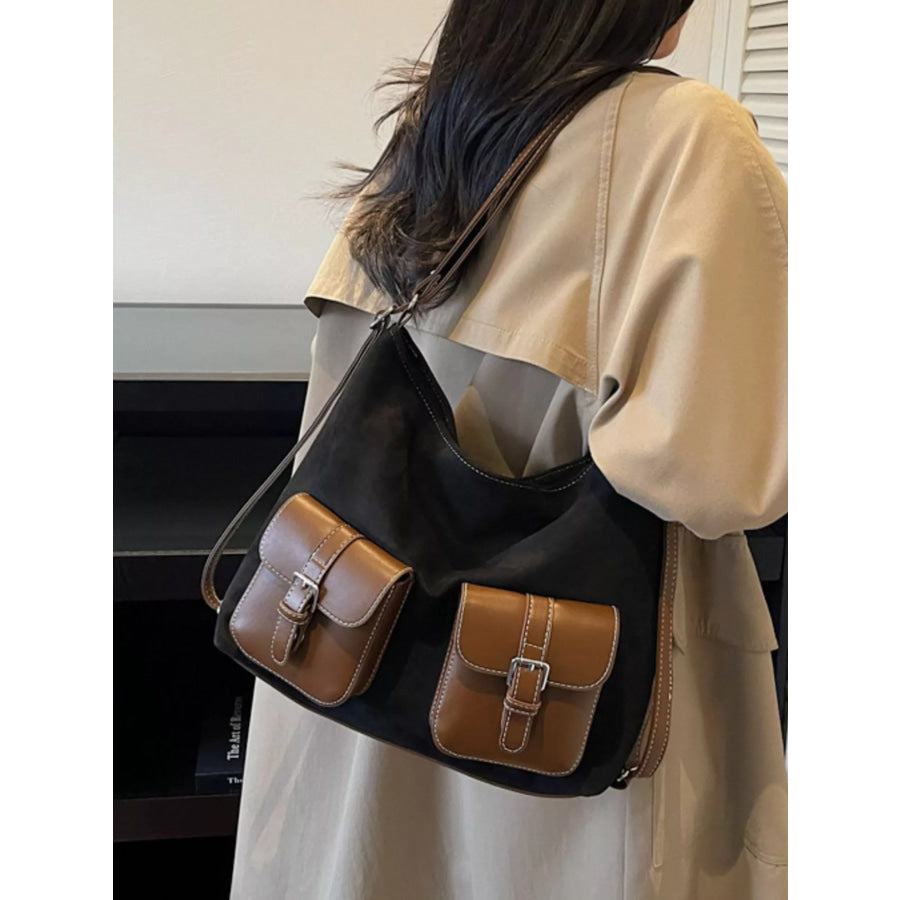 Buckle Pocket Shoulder Handbag Apparel and Accessories