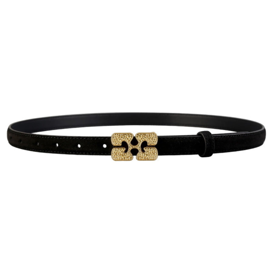 Buckle Skinny Belt Black / One Size Apparel and Accessories