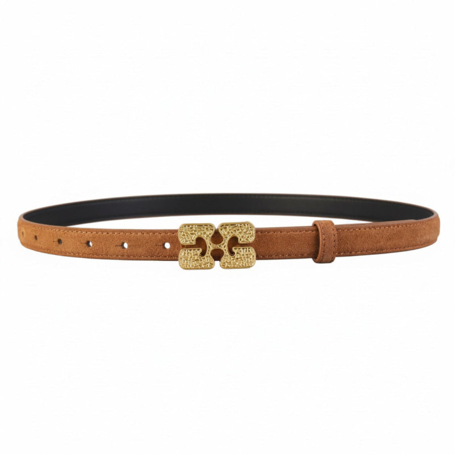 Buckle Skinny Belt Brown / One Size Apparel and Accessories