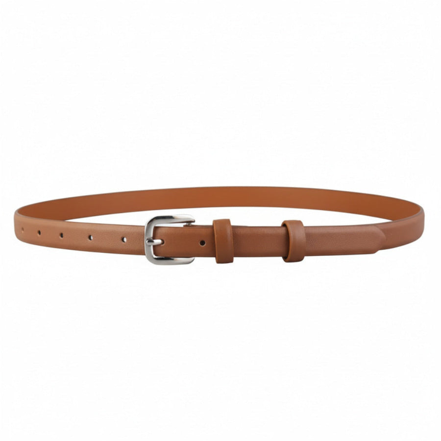 Buckle Skinny Belt Brown / One Size Apparel and Accessories