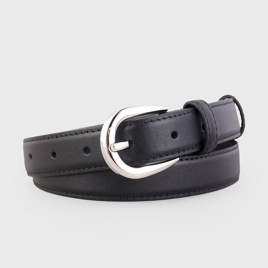 Buckle Skinny Leather Belt Black / One Size Apparel and Accessories