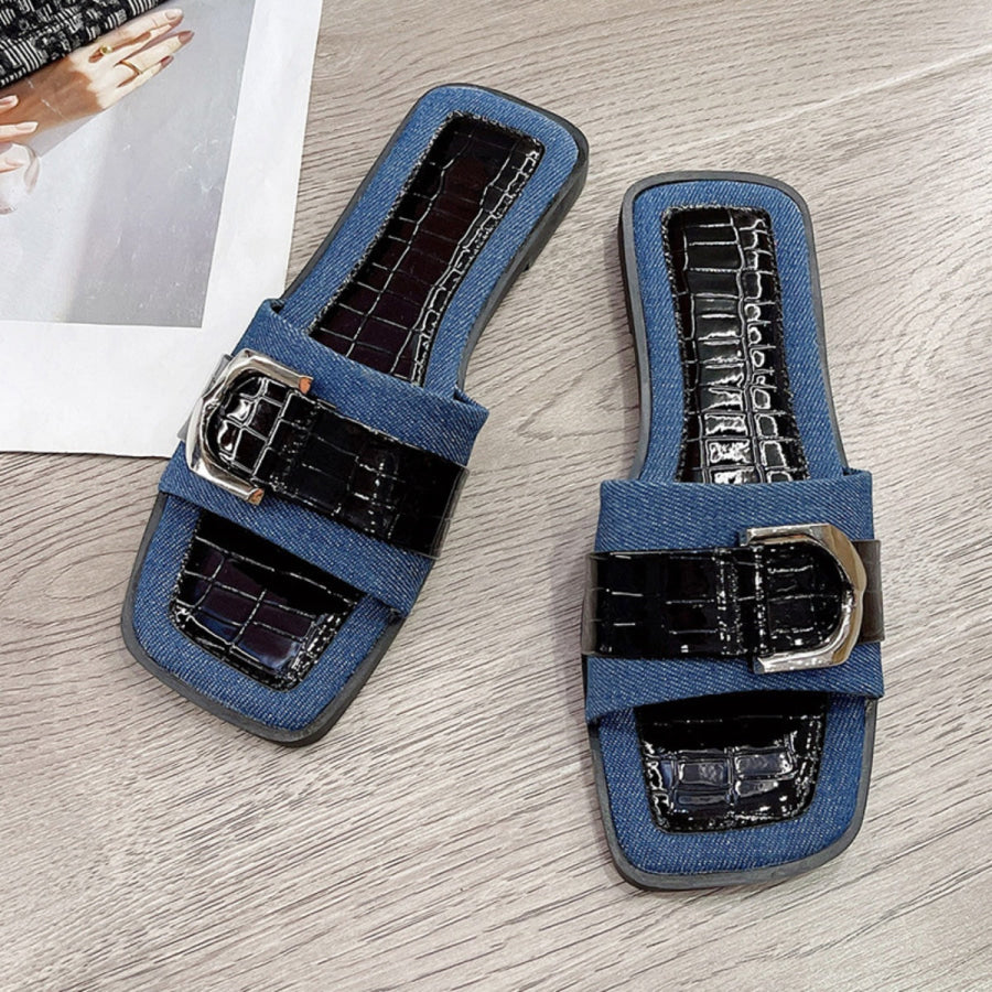 Buckle Trim Open Toe Sandals Apparel and Accessories