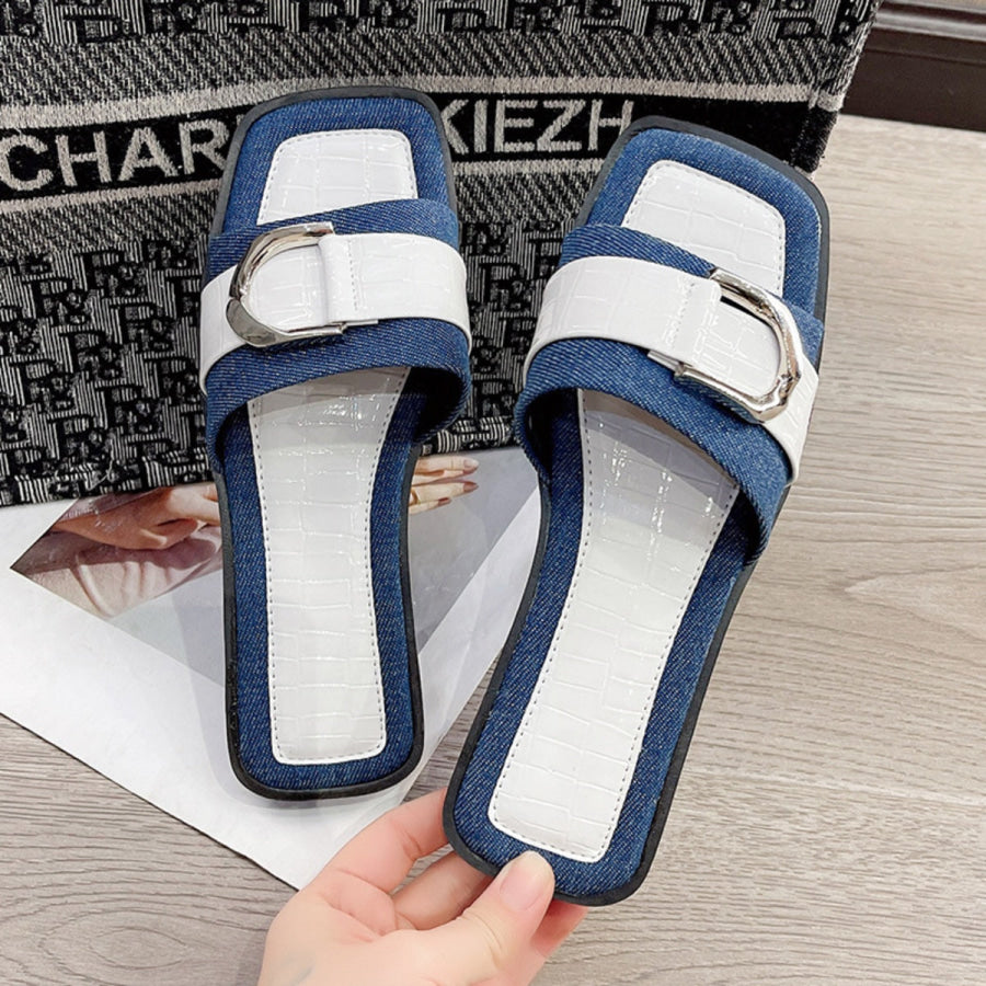 Buckle Trim Open Toe Sandals Apparel and Accessories