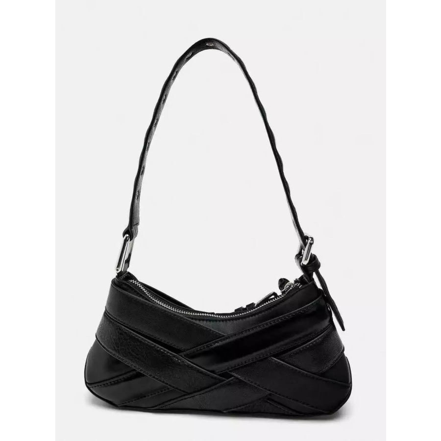 Buckled Accent Shoulder Bag Black / One Size Apparel and Accessories