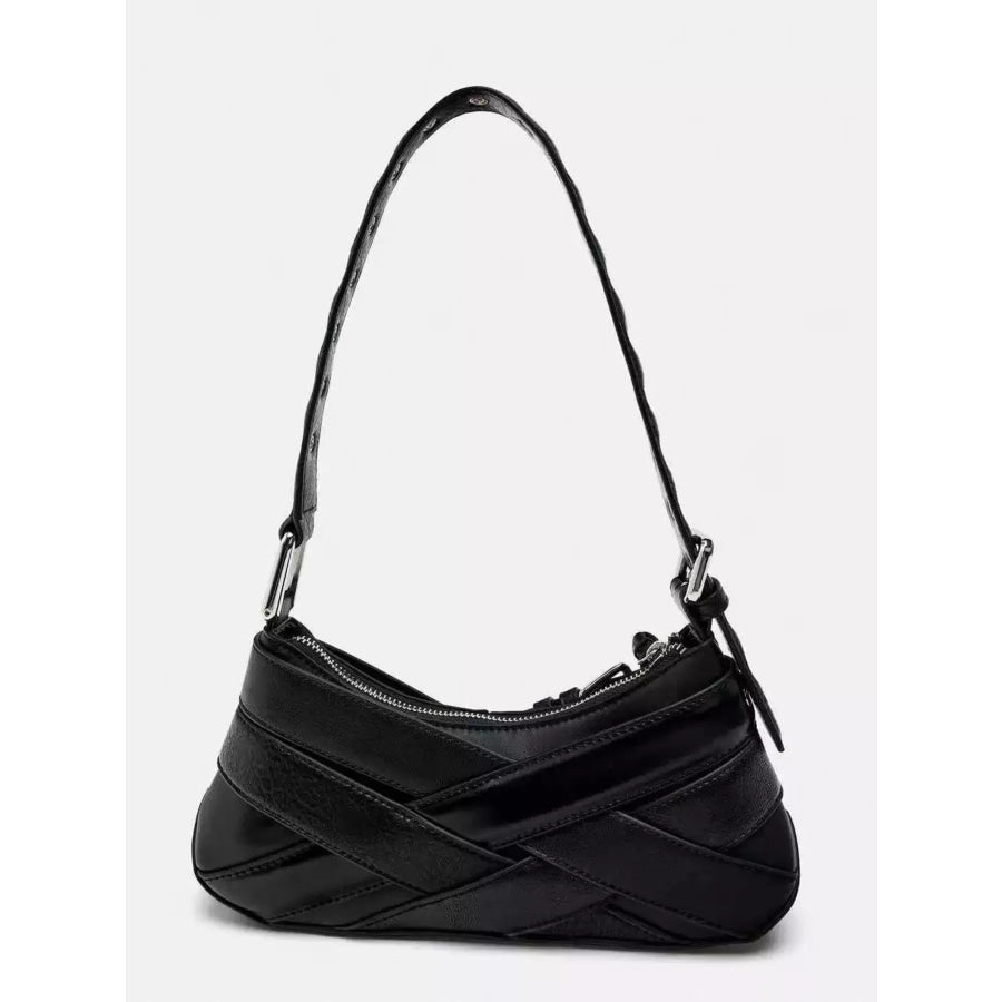 Buckled Accent Shoulder Bag Black / One Size Apparel and Accessories