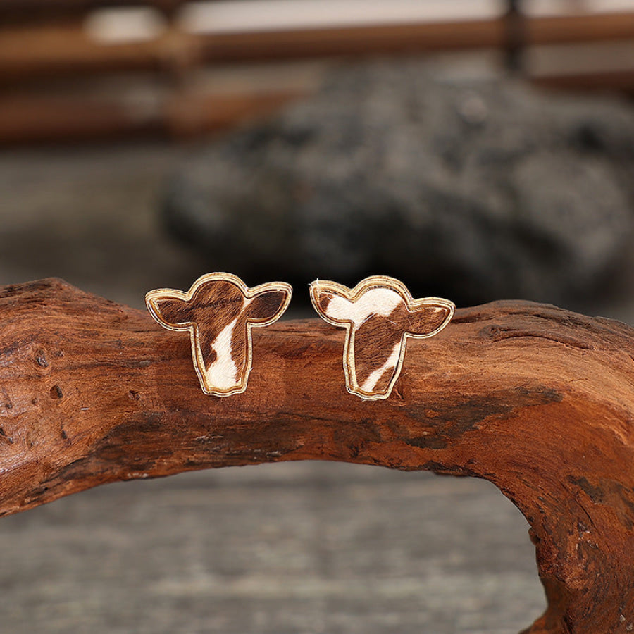 Bull Head Alloy Stud Earrings Copper / One Size Apparel and Accessories