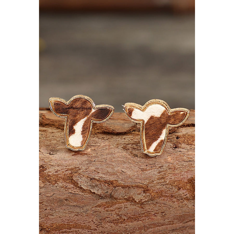 Bull Head Alloy Stud Earrings Copper / One Size Apparel and Accessories