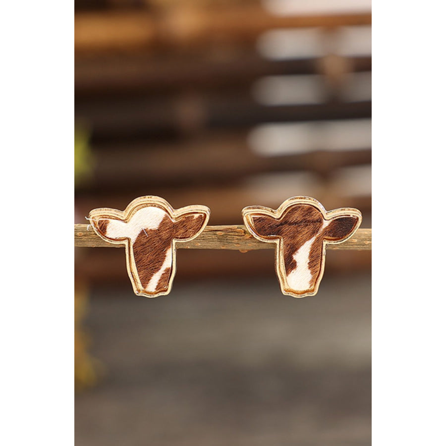 Bull Head Alloy Stud Earrings Copper / One Size Apparel and Accessories