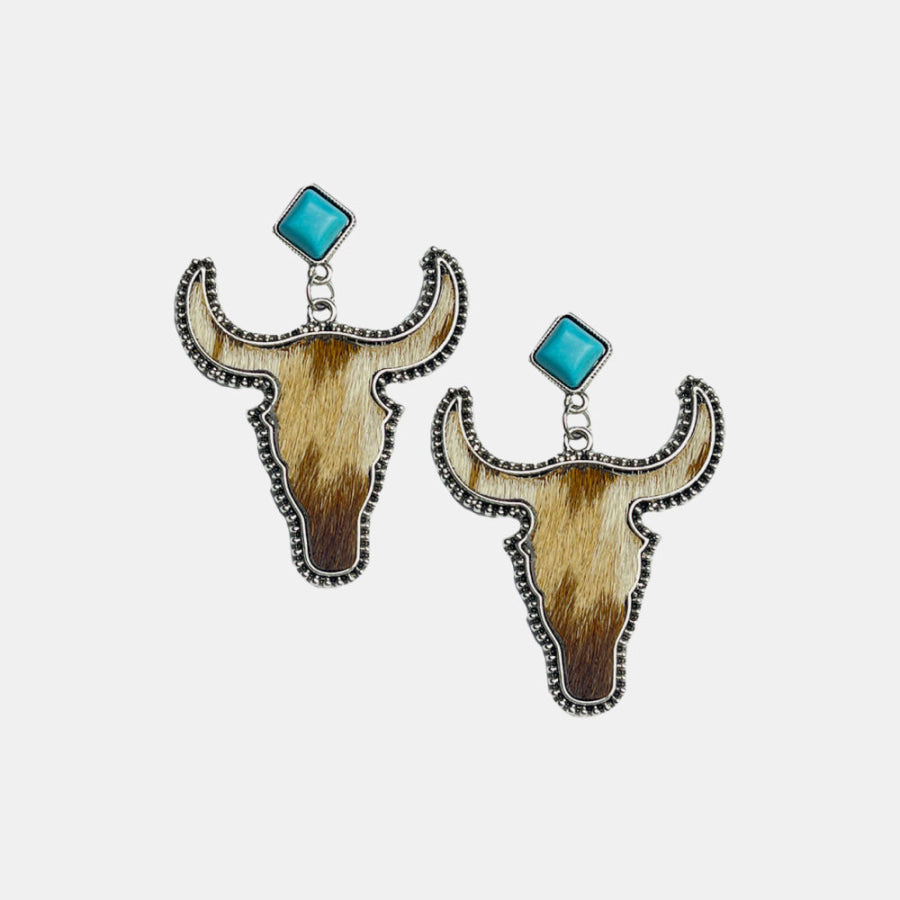 Bull Shape Turquoise Dangle Earrings Apparel and Accessories