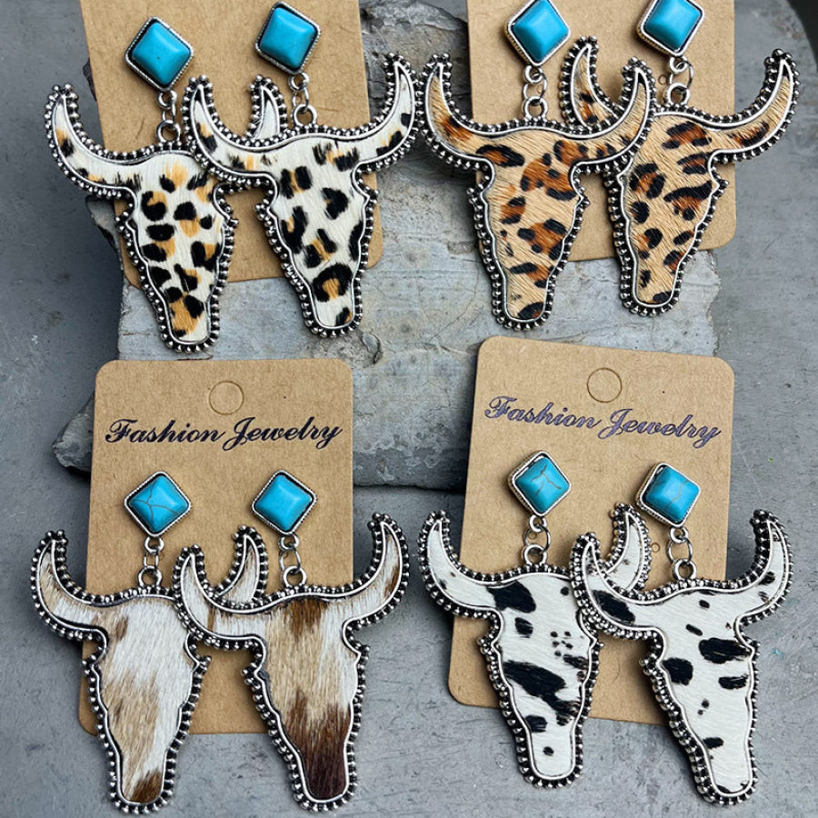 Bull Shape Turquoise Dangle Earrings Apparel and Accessories