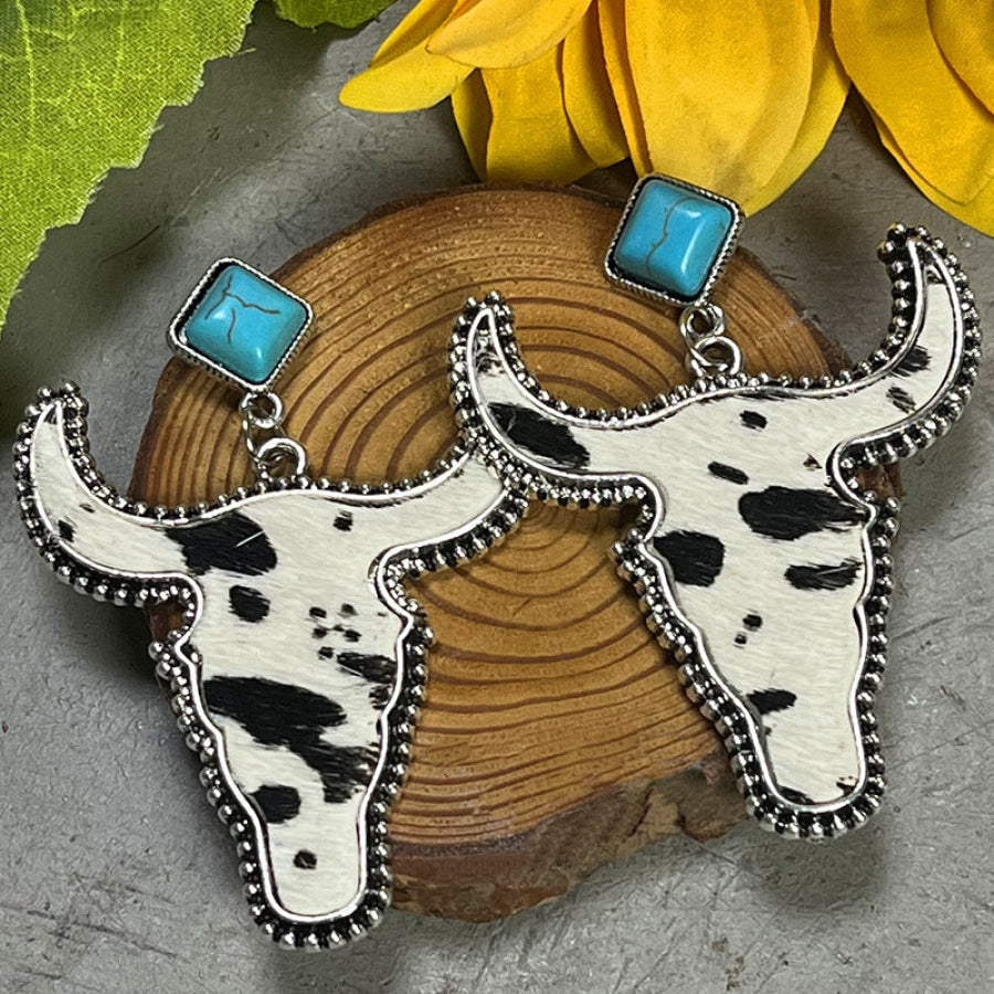 Bull Shape Turquoise Dangle Earrings Style A / One Size Apparel and Accessories