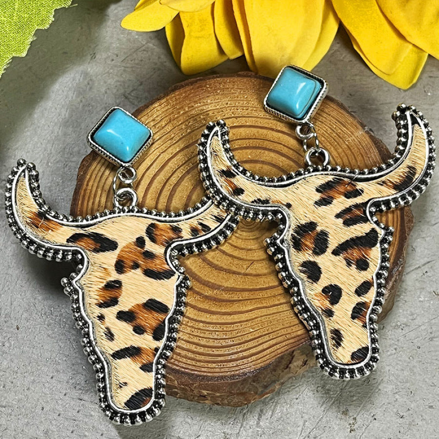 Bull Shape Turquoise Dangle Earrings Style B / One Size Apparel and Accessories