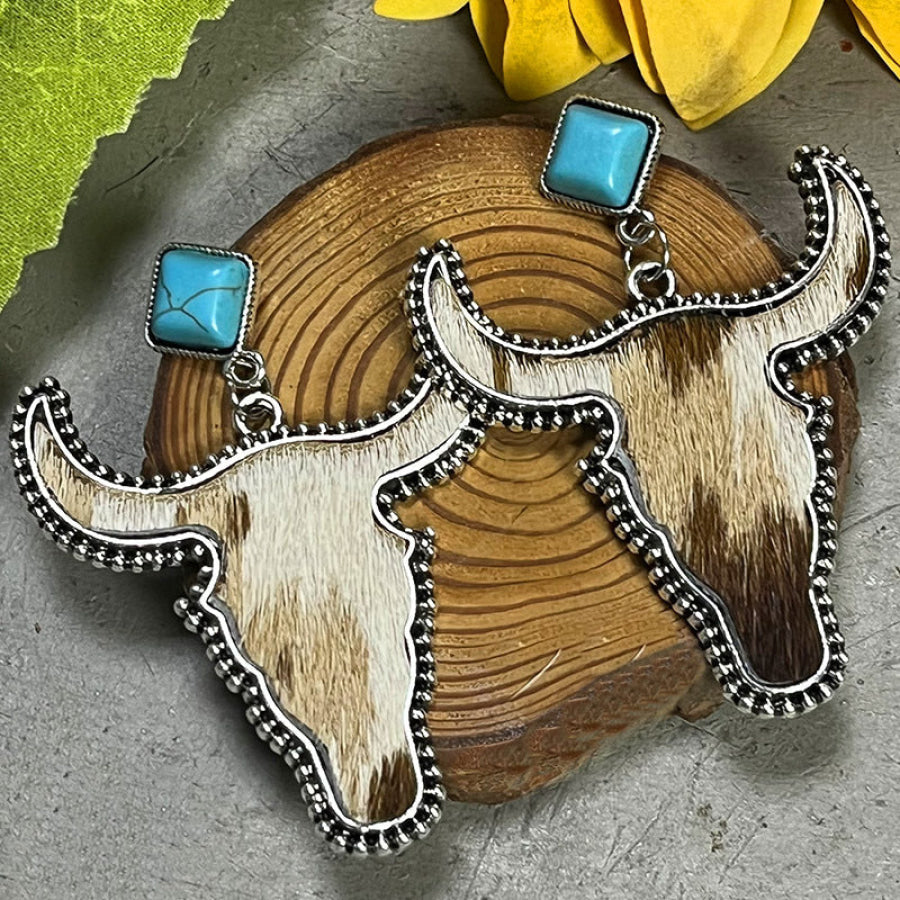 Bull Shape Turquoise Dangle Earrings Style C / One Size Apparel and Accessories