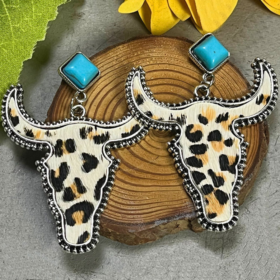 Bull Shape Turquoise Dangle Earrings Style D / One Size Apparel and Accessories