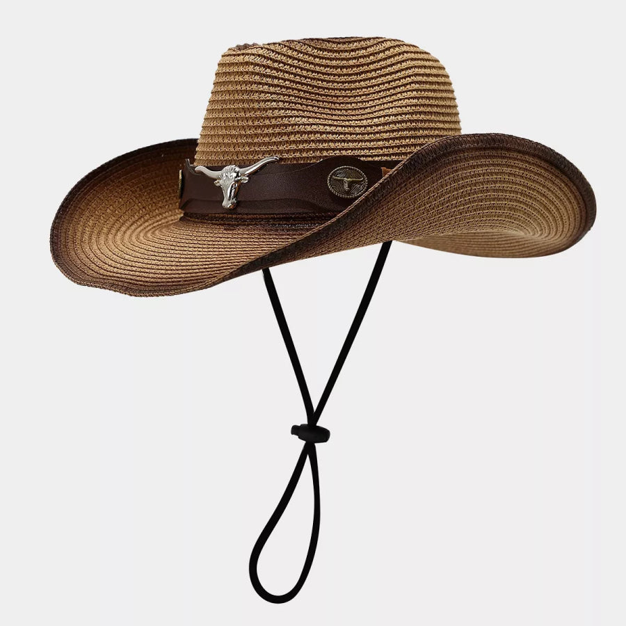 Bull Skull Straw Cowboy Hat Caramel / One Size Apparel and Accessories
