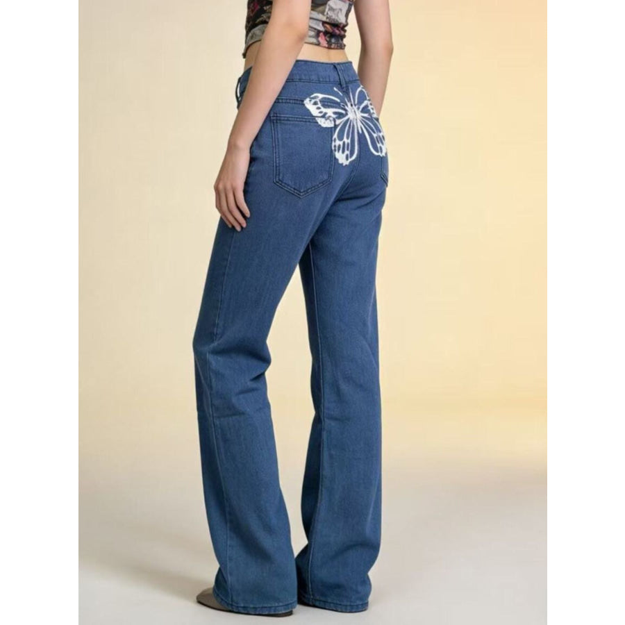 Butterfly Back Wide Leg Jeans Apparel and Accessories