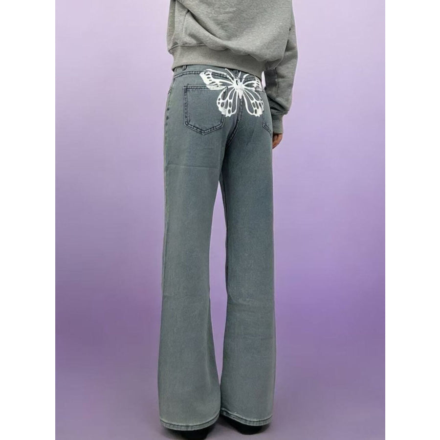 Butterfly Back Wide Leg Jeans Apparel and Accessories