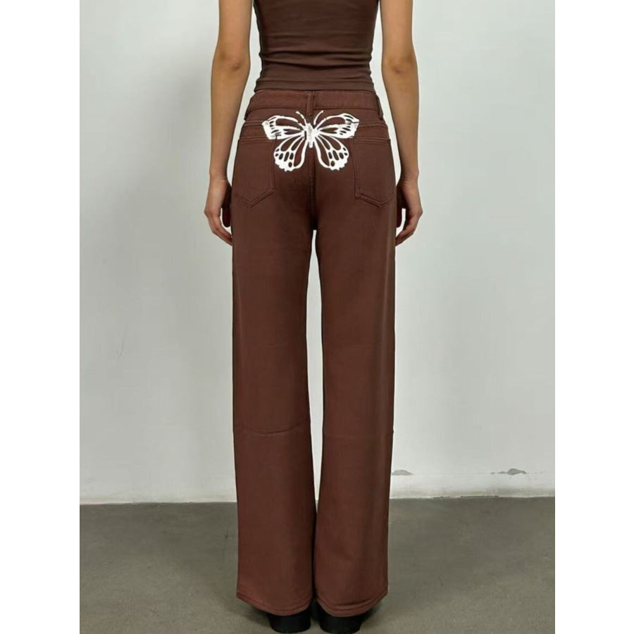 Butterfly Back Wide Leg Jeans Apparel and Accessories