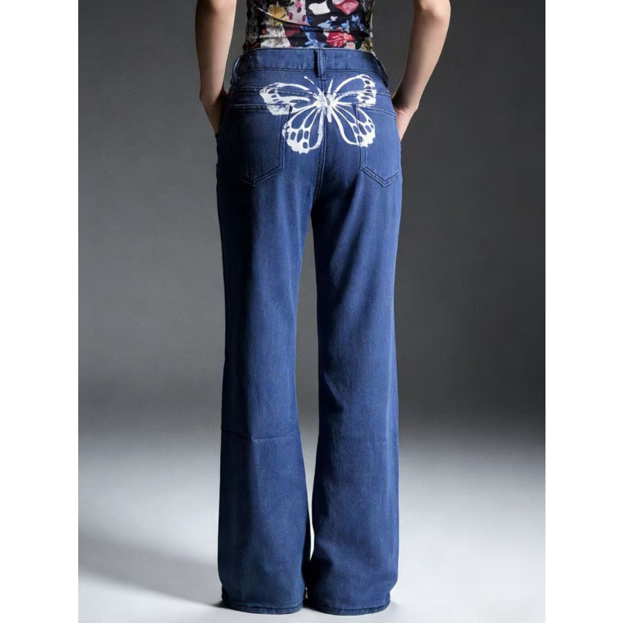 Butterfly Back Wide Leg Jeans Apparel and Accessories