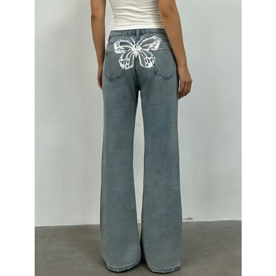 Butterfly Back Wide Leg Jeans Apparel and Accessories