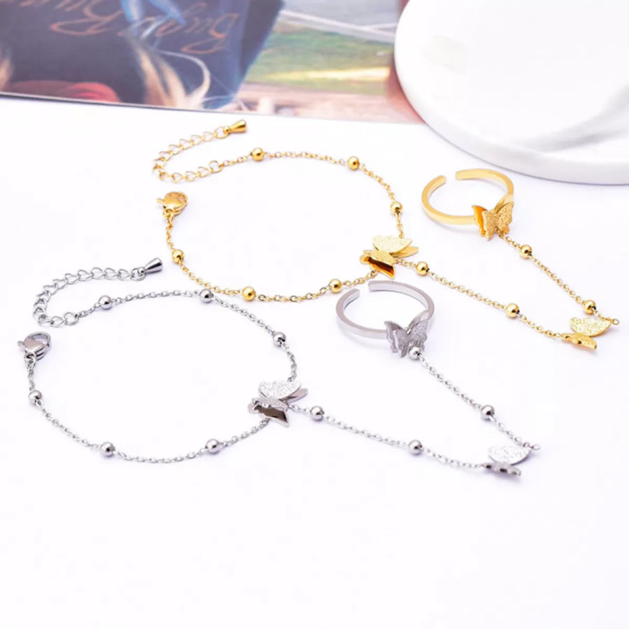 Butterfly Charm Finger Bracelet Apparel and Accessories