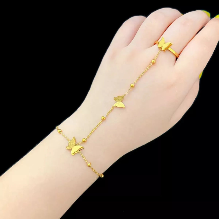Butterfly Charm Finger Bracelet Style A / One Size Apparel and Accessories