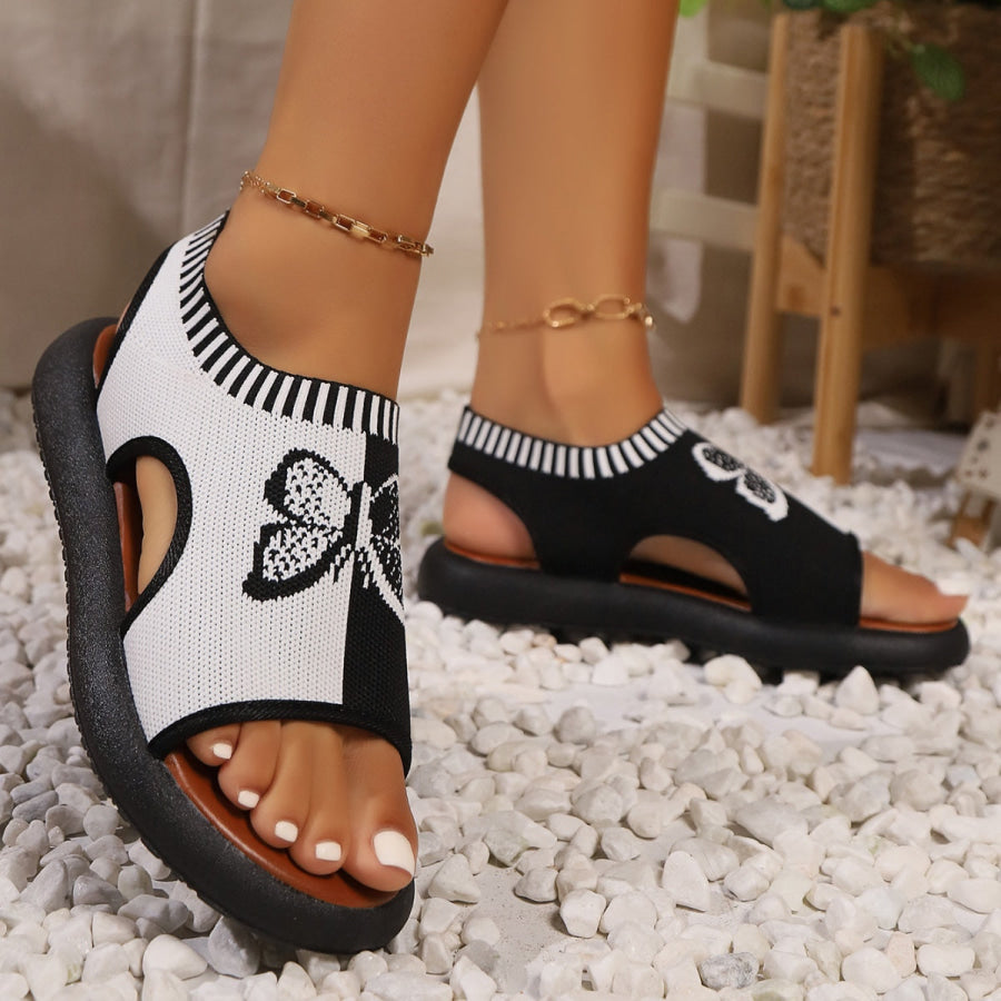 Butterfly Contrast Open Toe Sandals Apparel and Accessories