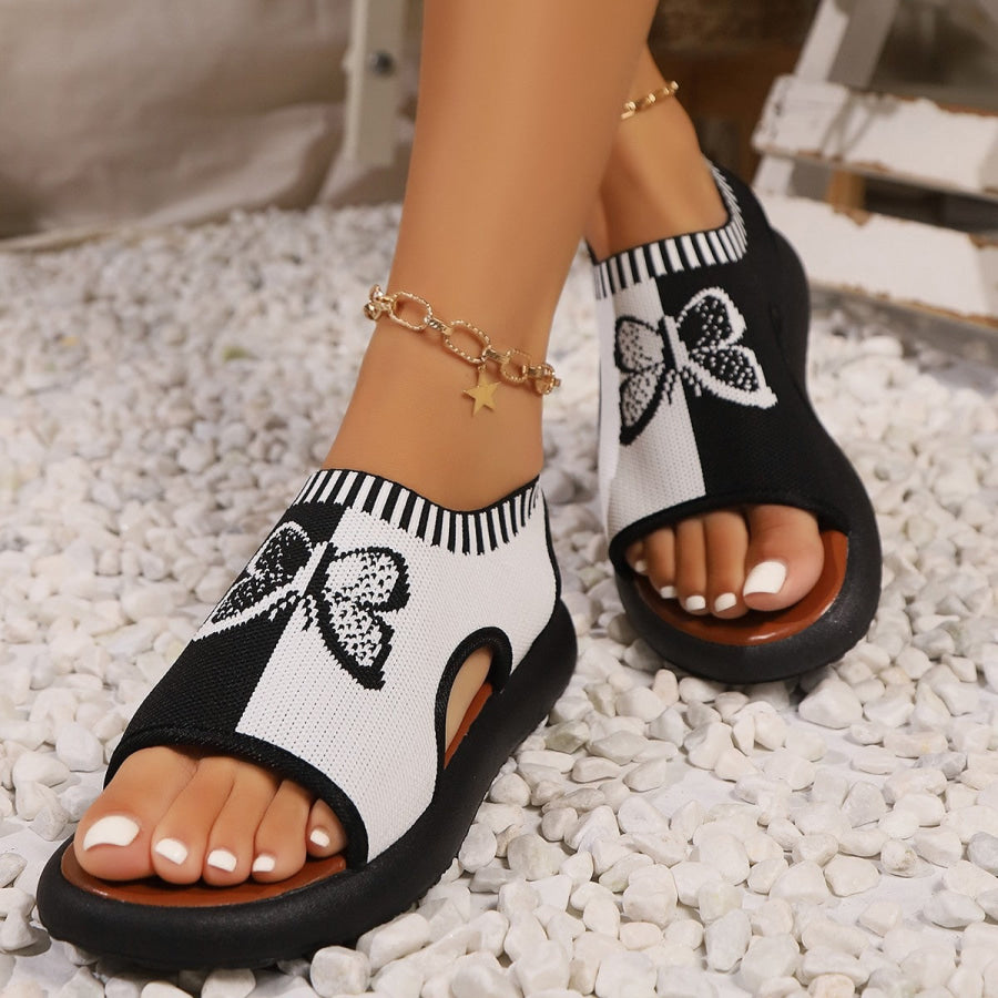 Butterfly Contrast Open Toe Sandals Apparel and Accessories