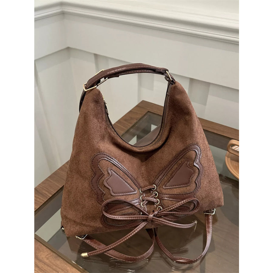 Butterfly Decor Lace-Up Shoulder Bag Apparel and Accessories
