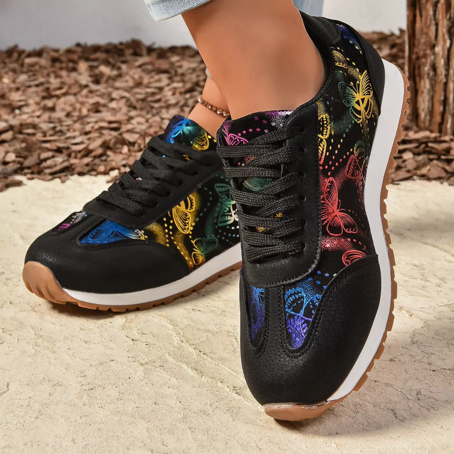 Butterfly Print Casual Sneakers Apparel and Accessories