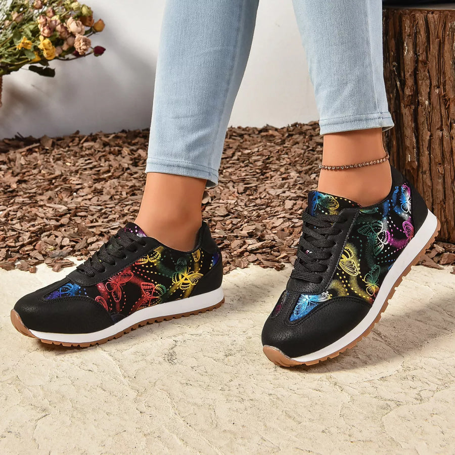 Butterfly Print Casual Sneakers Apparel and Accessories