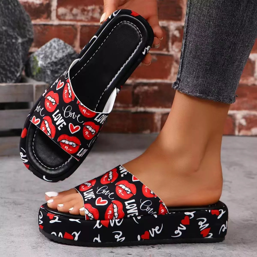 Butterfly Print Platform Sandals Apparel and Accessories