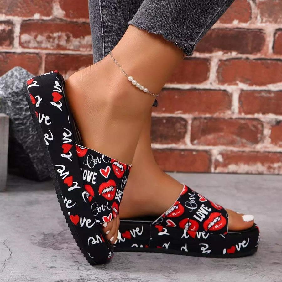 Butterfly Print Platform Sandals Apparel and Accessories