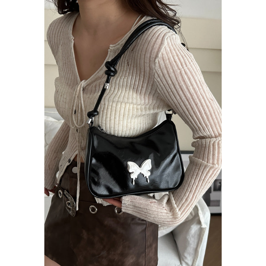 Butterfly PU Leather Knotted Strap Shoulder Bag Apparel and Accessories