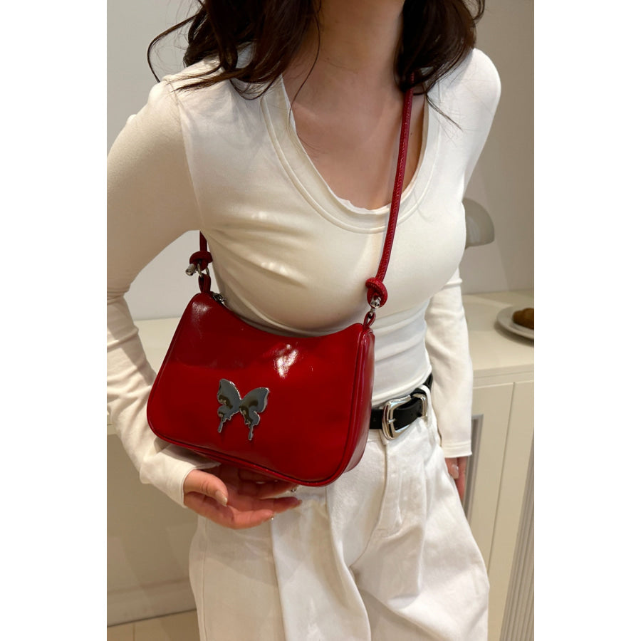 Butterfly PU Leather Knotted Strap Shoulder Bag Apparel and Accessories