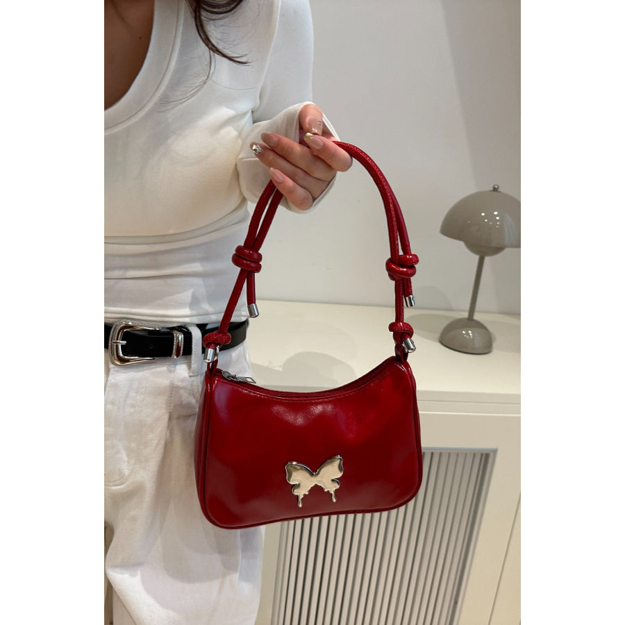 Butterfly PU Leather Knotted Strap Shoulder Bag Apparel and Accessories