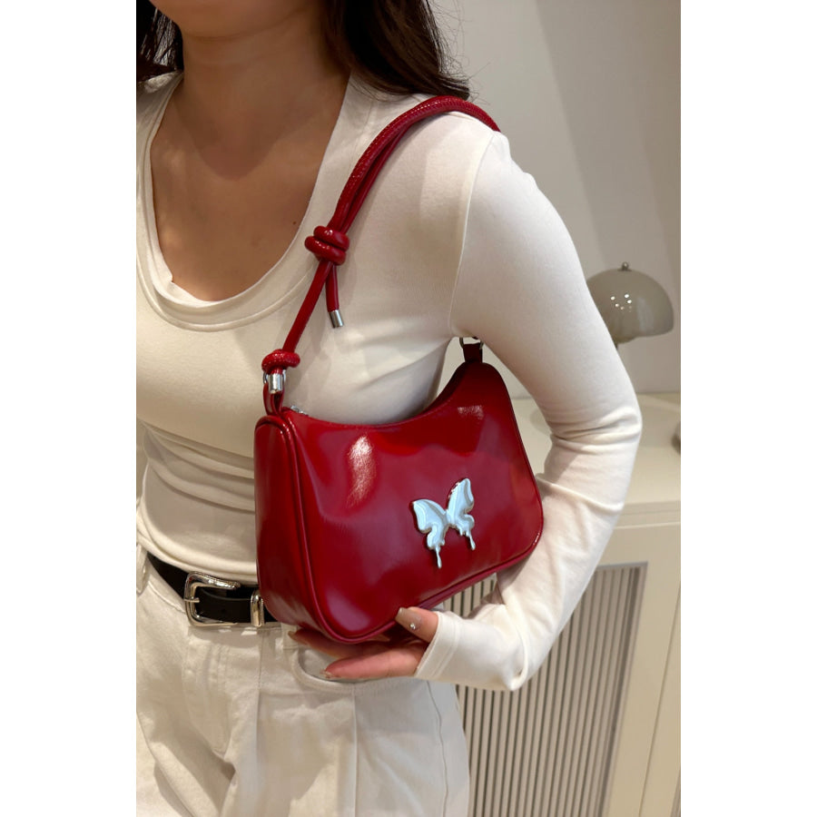 Butterfly PU Leather Knotted Strap Shoulder Bag Apparel and Accessories