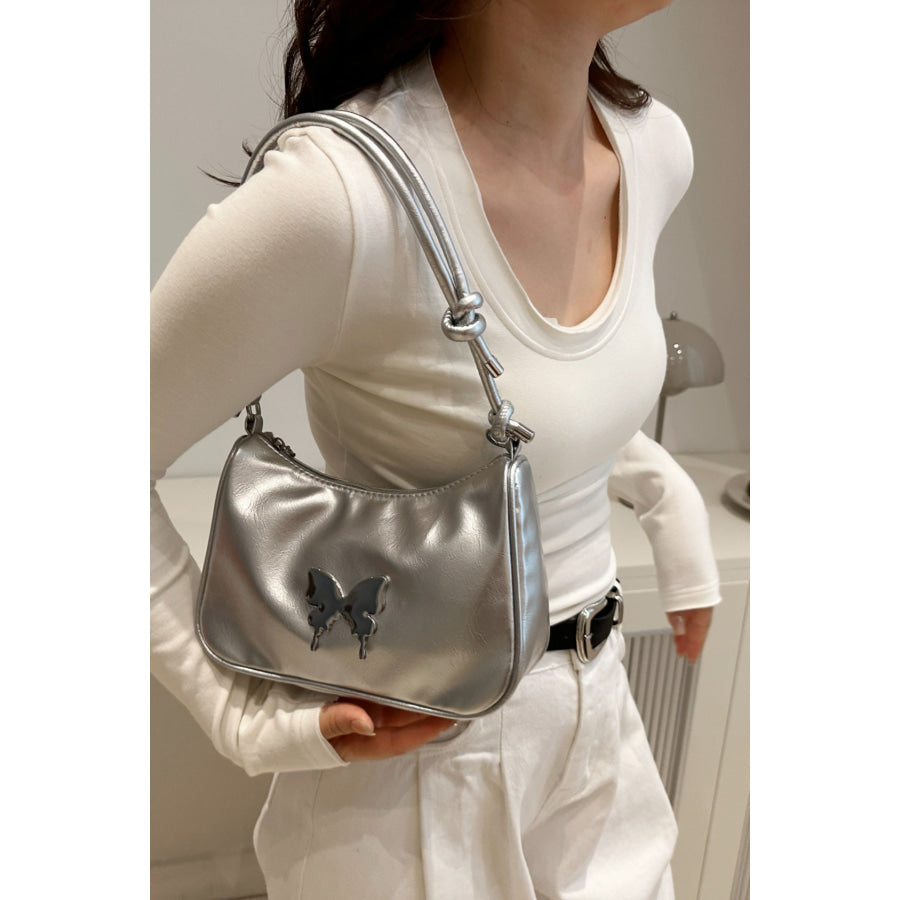 Butterfly PU Leather Knotted Strap Shoulder Bag Apparel and Accessories